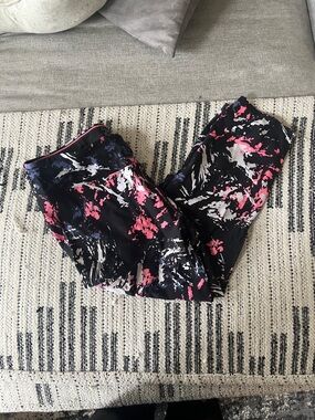 Calvin Klein Performance Black Leggings with Pink & White Splash